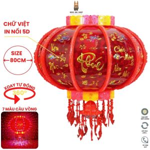 Combo 2 Lồng Đèn Tết Size 150 Chạy Điện Xoay 360 Độ In chữ 5D dập nổi Trang Trí Tết Đám Cưới Tân Gia