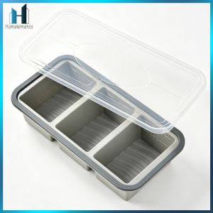 【Homelements】 Large Ice Cube Tray Freeze Preservation Mould with Lid Portable Compartmentalized Lunchbox Leakproof Freeze & Store Soup Sauce