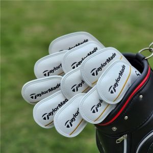 ปลอกหุ้มหัวไม้กอล์ฟ PG/TM สีขาว/สีดำ แบบ 10 ชิ้น 4/5/6/7/8/9/P/S/U/W (CVI035) Cover หนัง PU ซับในหนานุ่ม