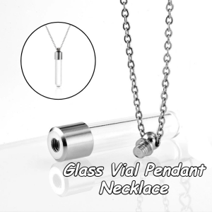 Glass Bottle Necklace Stainless Steel Cap Transparent Glass Pendant DIY Keepsake Memorial Necklace