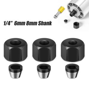 FEELINGS With Nut Collet Chuck Carbon Steel 6mm 6.35mm 8mm Router Collet Chuck Adapter High Quality Electric Router Collet Chuck Engraving Trimming Machine