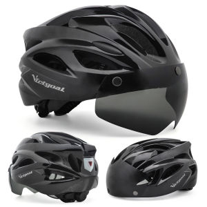 VICTGOAL Bicycle Helmet For Men Taillight Magnetic Goggles UV400 Lens Sun Visor Cycling Helmets MTB Electric Scooter Bike Safety2026