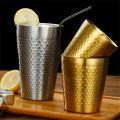 Creative Hammer Texture แก้วเบียร์สแตนเลส Double Wall Drinkware เครื่องดื่มเย็นถ้วยกาแฟชาแก้วน้ำห้องครัว Bar Utensils. 