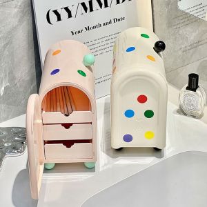 AZDH 3ชั้น กล่องเก็บเครื่องสำอาง อินส์ ประเภทลิ้นชักลิ้นชัก ชั้นเก็บเศษขยะ ตะกร้าเก็บของอเนกประสงค์ การประหยัดพื้นที่ กล่องเก็บของบนโต๊ะ สำหรับมาสก์หน้า