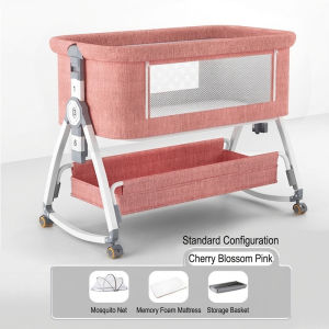 Rocking Baby Cot with Storage | Adjustable Cradle Bed with Wheels |NewbornBassinet【FireheartWarrior】