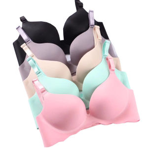 Yingbao Push Up Bra for Women Seamless Soft Wireless No Wire Pink Blue Black Grey Red Maroon Plus Size No Steel Ring Ladies Bra 32B 32C 34B 34C 36B 36C 38B 38C 40C 42C