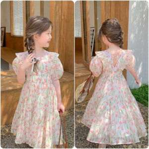DR38 - Dress Gaun Anak Perempuan Momo Flower Dream Tulip Fashion Korea Princess