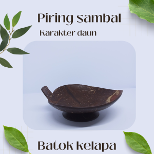 Piring batok Kelapa motif daun / Piring Sambal Batok kelapa