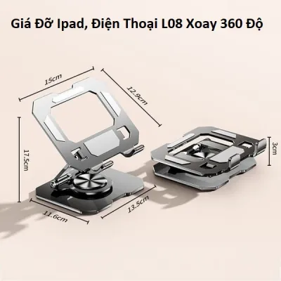 Giá Đỡ Kẹp iPad Khớp Nâng Xoay 360 Độ Đa Năng. (đế tròn/ đế vuông). Đa Năng Để Bàn/ L08/ P02. LMS