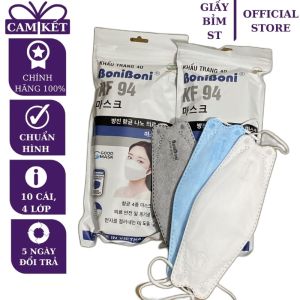 Túi 10 cái khẩu trang KF94 cá kháng khuẩn 4D ôm sát mặt lọc bụi bẩn màu trắng màu xanh - Giấy Bỉm ST