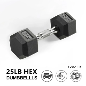 Rubberized Hex Dumbbell 5LBS - 50LBS Hexagon dumbbells with Metal Handle