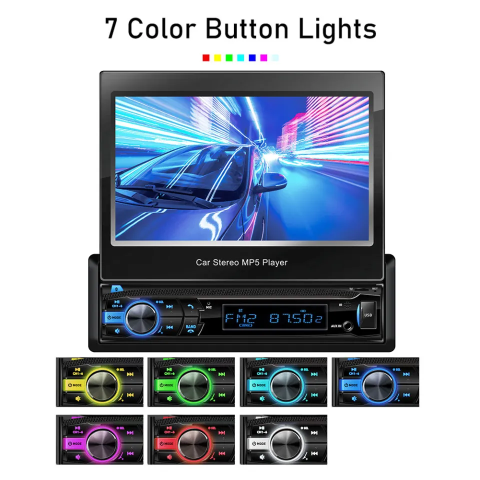 Luckdragon 7inch Automatic Retractable Screen Video out FM USB Car Audio  Phonlink Hansfree Calling Autoradio Car MP5 Player