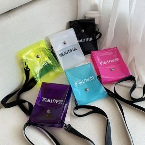 GBSDN Đồng xu Ví Ngoài trời PVC Mùa hè Màu thạch Phụ nữ Vai duy nhất Túi Crossbody Túi Trong suốt Túi Messenger Túi điện thoại