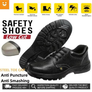 Safety Shoes Steel Toe Cap Safety Boots Safety Shoes Men Anti Smash Anti Slip Anti Puncture PU Leather