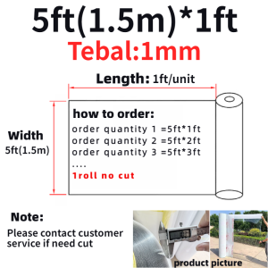 Atap Transparent/Atap Cerah Lutsinar/RATA 1mm Polycarbonate Greenhouse Sheets / PC FLAT TRANSPARENT ROOF / AWNING SHEET