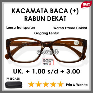 Kacamata Baca (+) Rabun dekat - Tersedia Ukuran (+)1.00 s/d (+)3.00 PRIA WANITA -ENGSEL PER GAGANG LENTUR MURAH TERBARU - FREE KOTAK
