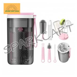 SPARKCART 6 in 1 Baby Bottle Brush Cleaning Set Nursing Silicone Bottle Cleaner Brush Travel Nipple Brush