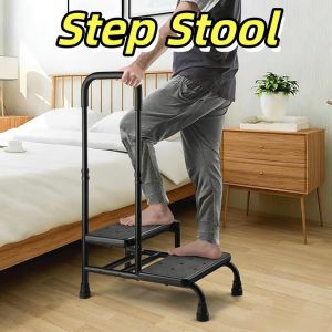 Step Stool Adjustable Handle For Elderly Non-Slip 2 Steps Ladder For High Beds Kitchen Home