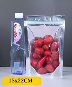 50pcs/Pack Aluminum Foil Stand-Up Pouches | Transparent Window | Multi-Sized Food Storage Bags