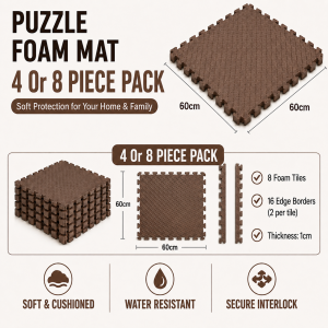 PlayPark EVA Puzzle Mat 60x60 4 or 8 pcs Big Size Play Mat for Baby Non-slip Foam Mat Thickness Leaf Design