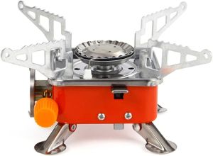 Mini Square Camping Stove compact folding wind proof Piezo Ignition Perfect for outdoor backpacking picnics hiking and camping other occasions