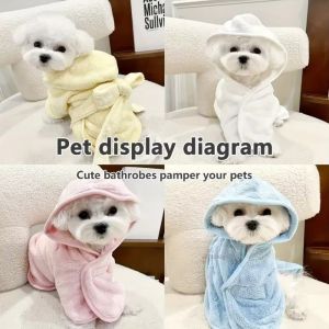 CLARO Thickened Pet Bathrobe Quick Dry Super Absorbent Pet Drying Robe Wearable Pet Grooming Robe Pet Bath