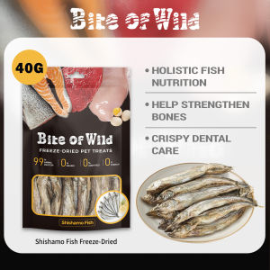 Bite of Wild Freeze Dried 40g Shishamo Fish Freeze Dried /Freeze-Dried Capelin / Pet Treats / Cat Treats (Pet Treats/ Cat Treats)