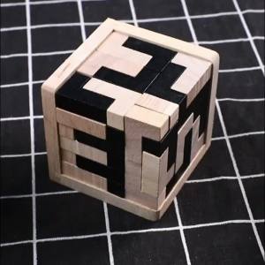 [54pcs Wooden Brain Teaser Cube] 54pcs Wooden Brain Teaser Puzzle Cube Wooden Puzzles L-Shaped Jigsaw Logic Puzzle Educational Toy