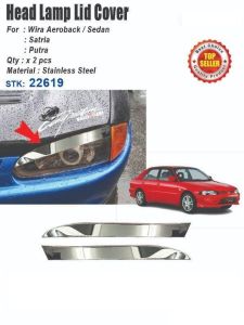 Head Lamp Eyelid Stainless Steel Cover Proton Wira Aeroback Sedan Satria Putra