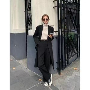 Double Layer Thick Windbreaker Womens Korean Waist Slim High-end Ladies Long Trench Coat Jacket