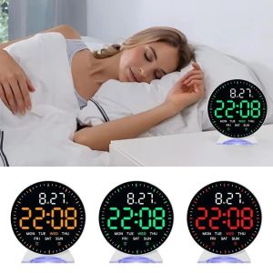WARM 12/24H Display LED Digital Alarm Clock Date Week High-definition Digital Desk Clock Multi-functional Brightness Adjustable Bedside Clock Living Room