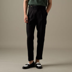 TWENTYSECOND กางเกงขายาว ผ้าลินิน ทรงเอวสูง รุ่น Pleated Linen Trousers - ดำ / Black