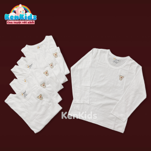 1 Áo phông trắng Tay Dài chất mát cho bé gái / bé trai (14-26kg)