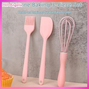 [Hill Angelia] 3PCS SET Silicone Baking Set Cake Cream Spatula Scraper Kitchen Household Egg Whisk Barbecue Oil Brush Gadget Kitchen Supplies