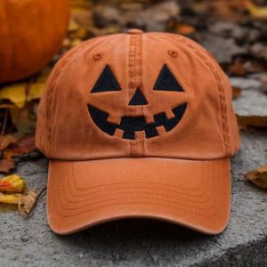 NHG Embroidery Halloween Baseball Cap UV Protection Breathable Embroidered Pumpkin Hat Cute Cotton Sunshade Cap Mens