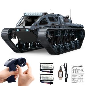 RC Tank Car 1:16 Scale 2.4Ghz Remote Control Crawler High Speed Tank Off-Road RC Tracked Vehicles 360°Rotating Drifting Car with 2 Batteries Military Truck