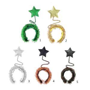 Festival Christmas Women Students Hairband with Shinning Sequins Tinsel Star Shape Headbands Carnival Sequins Hair Hoop