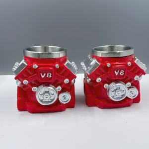 Cross-border new V8 engine mechanical mug engine cup coffee beer personalized water cup resin stainless steel h2609 h260916