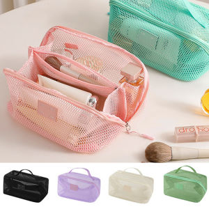 Mesh Zipper Bags Lightweight Travel Toiletry Bag Organizer Large Capacity Mesh Storage Bag