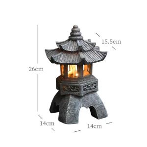 Solar LED Decorative Stone Pagoda Lamp Outdoor Waterproof Pagoda Lamp Garden Statue Palace Lamp Zen Solar Energy Lamp Stone Pagoda Lamp