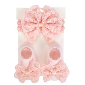 Adjustable Elastic Baby Bowknot Headband and Nonslip Floor Socks Set for 0 to 12 Months Infants Soft Headdress