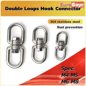 E.B. M4 M5 M6 M8 Stainless Steel Swivel Double Loops Hook Connector Two Ended Ring Link