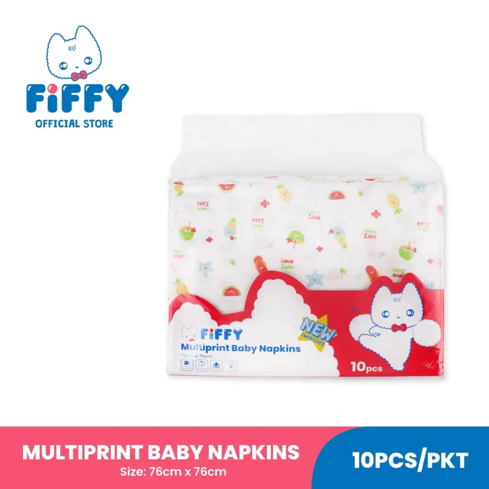 ♧FIFFY BABY NAPKIN PRINTED 76 X 76CM 10'S❣