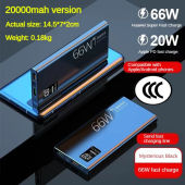 (CCC Certification)66W Powerbank 20000/30000mAh Fast Charging Full Capacity Powerbank USB Portable Digital Display Flash Charging Battery mobilepower