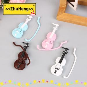 zhuheng Mini thu nhỏ Violin mô phỏng Violin handmade Máy tính để bàn Violin trang trí không mùi Nhà búp bê phụ kiện