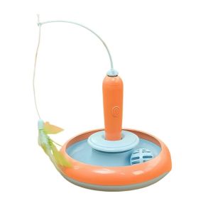 MIKE DUNBAR Sturdy Design Electric Cat Toy Self Rotating Multifunctional Cat Feather Teaser Teaser Stick Self Rotating Teaser Interactive Cat Toy Indoor Playing