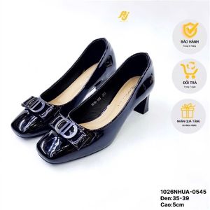 Giày cao gót 5cm đính nơ thanh nhã tôn dáng - (1026nhua)