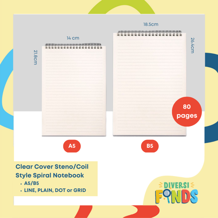 Muji style spiral notebook steno with size a5 and b5 line plain