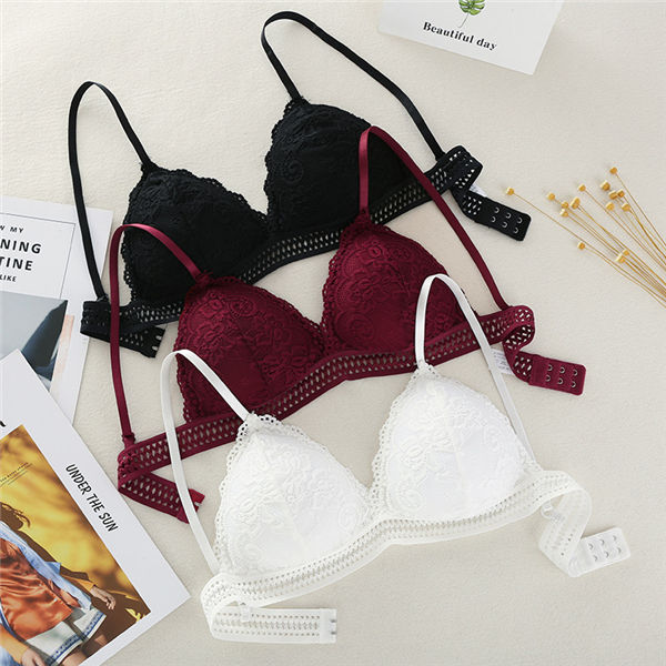 Thin French Style Bralette Lace Triangle Cup Soft Bra Seamless
