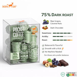 Cheerful Goat Freeze-Dried Coffee 15 Capsules (60% 75% 90%) + Coffee Mug Value Pack | Instant Espresso Kopi